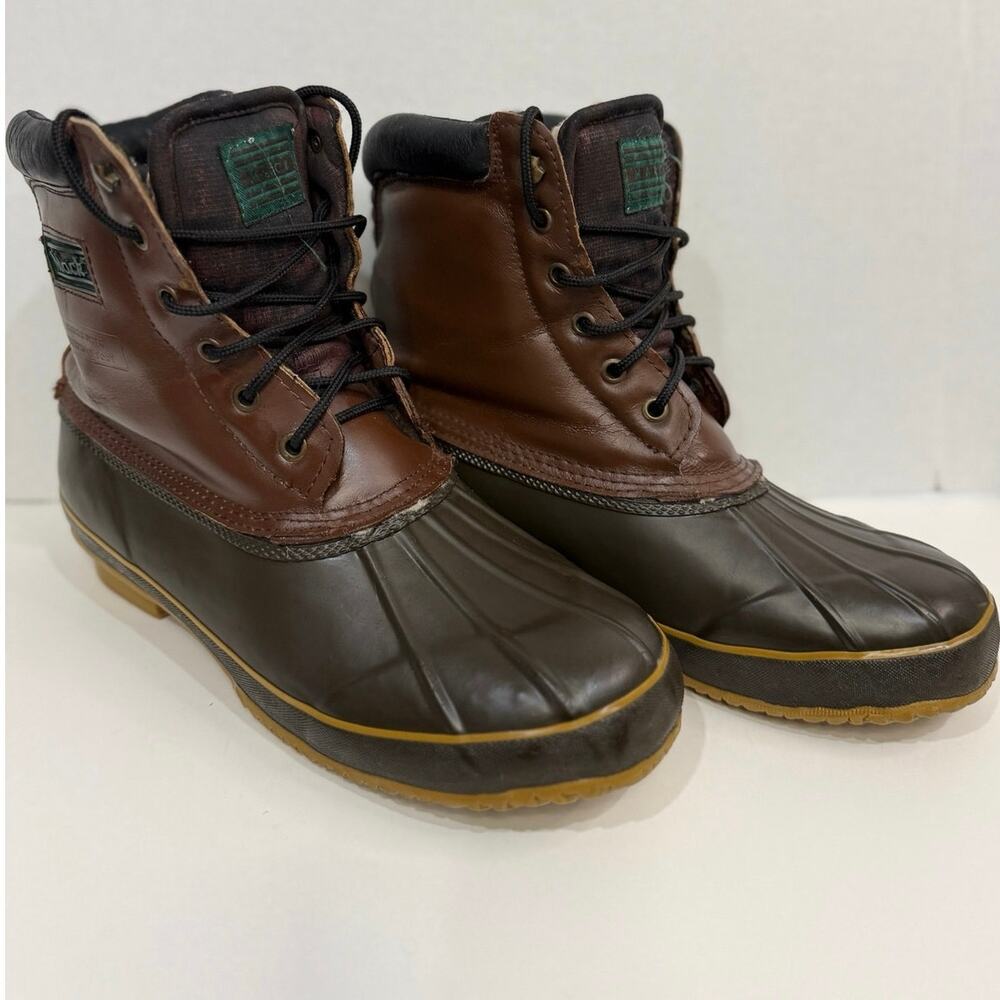Mack Men’s Duck Boots Size 11 Brown Leather Waterproof Sherpa Lined Steel Shank